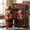 Snoopy Valentine Edition YETI 40oz Tumbler with deep red finish, Snoopy holding a crystal heart, and matching gift box.