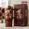 Snoopy Valentine Edition YETI 40oz tumbler with red metallic finish, 3D Snoopy, Woodstock, and a crystal heart design.