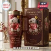 Snoopy Valentine Edition YETI 40oz Tumbler in matte maroon with a 3D Snoopy figure holding a red heart and gold straw.