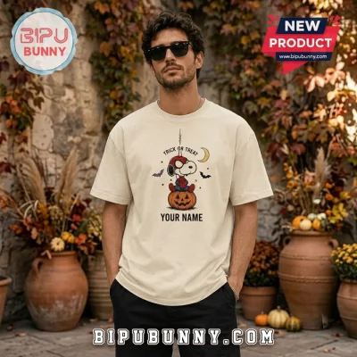 Snoopy x Spider-Man Halloween Beige T-Shirt