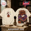 Snoopy x Spider-Man Halloween Beige T-Shirt featuring a front print of Snoopy on a pumpkin and large back graphic.