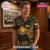 South Sydney Rabbitohs Vintage Mascot Hawaiian Shirt featuring tropical sunset graphics, team logos, and white rabbit icons.
