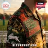 South Sydney Rabbitohs Vintage Mascot Hawaiian Shirt featuring red and green tropical patterns with rabbit illustrations.