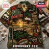 South Sydney Rabbitohs Vintage Mascot Hawaiian Shirt featuring tropical sunset, rabbit illustrations, and team text.