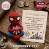 Spider-Man Handmade Felt Pocket Hug with a red and blue wool doll holding a web and an inspirational quote card.