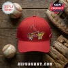 St. Louis Cardinals x Pokemon Pikachu baseball cap in red featuring an embroidered cardinal, Pikachu, and Charmander.