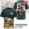 Sterling Sharpe Green Bay Packers 2025 Hall of Fame Hoodie featuring number 84, player graphics, and team colors in dark green.