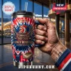 Sydney Roosters 118th Anniversary YETI Tumbler with red, white, and blue tie-dye pattern, team logo, and Allianz Stadium view.