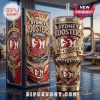 Sydney Roosters Gold 40oz Handle Tumbler featuring ornate red, blue, and gold embossed team branding with a straw.