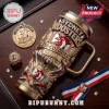 Sydney Roosters Gold 40oz Handle Tumbler with red, white, and blue team emblem, metallic finish, and decorative gemstones.