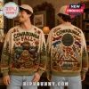 Teenage Mutant Ninja Turtles Cowabunga Fall Beige Ugly Sweater featuring cartoon turtles, autumn leaves, and NYC motifs.