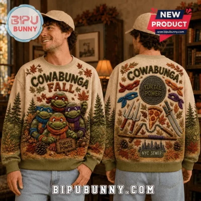Teenage Mutant Ninja Turtles Cowabunga Fall Beige Ugly Sweater