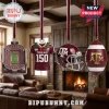 Texas A&M Aggies 150th Anniversary Advent Calendar 2026 ornaments featuring a stadium, jersey, helmet, and football.
