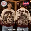 Texas A&M Aggies Mascot Embroidered Knit Sweater in beige and maroon featuring Kyle Field and Revielle the dog.