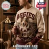 Texas A&M Aggies Mascot Embroidered Knit Sweater in cream and maroon featuring a collie dog graphic and stadium details.