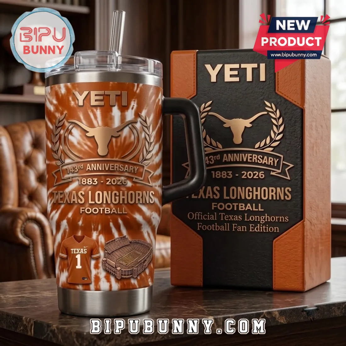 Texas Longhorns 143rd Anniversary Tie-Dye Stanley Tumbler Texas Longhorns 143rd Anniversary Tie-Dye Stanley Tumbler