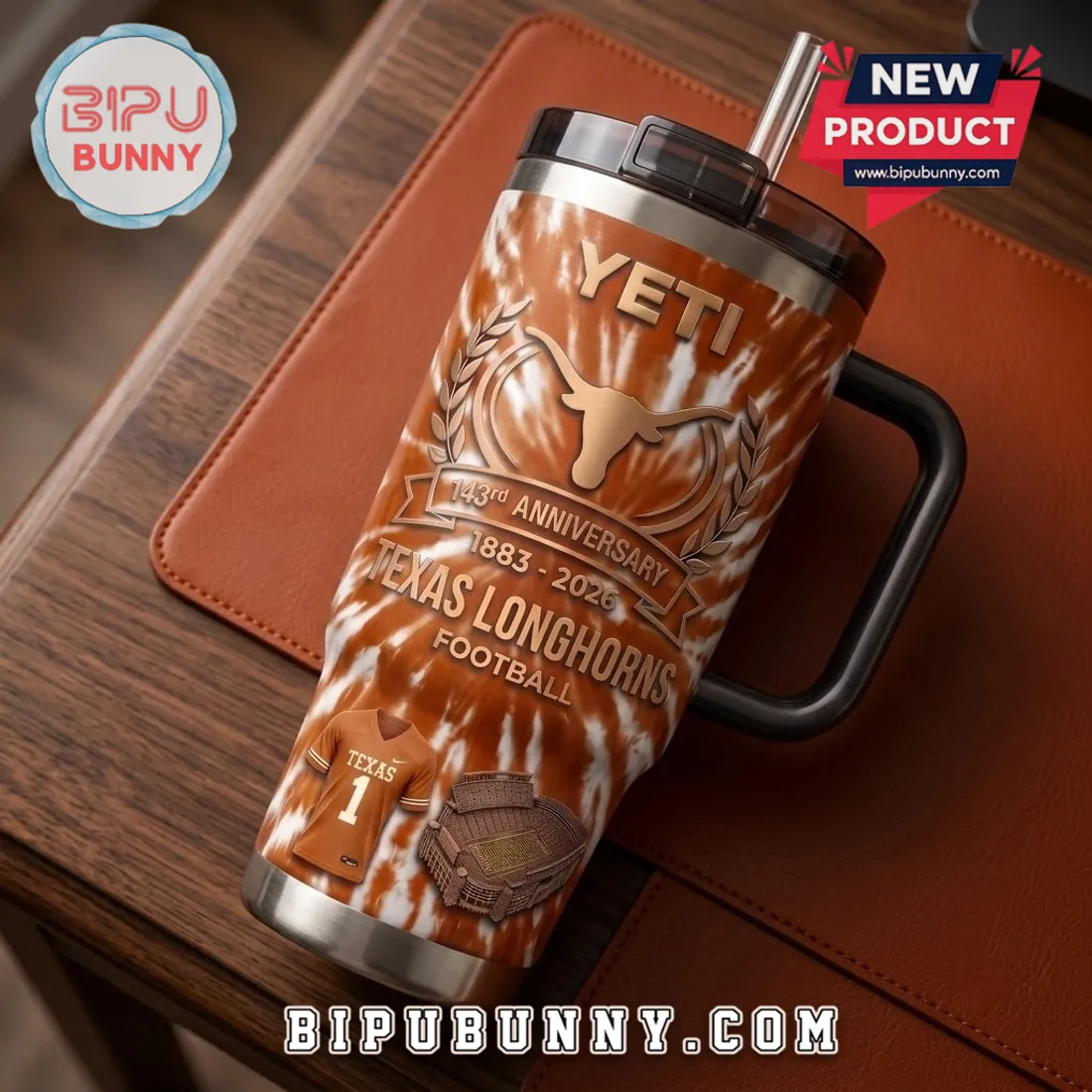 Texas Longhorns 143rd Anniversary Tie-Dye Stanley Tumbler Texas Longhorns 143rd Anniversary Tie-Dye Stanley Tumbler
