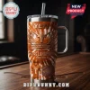 Texas Longhorns 143rd Anniversary Tie-Dye Stanley Tumbler in orange and white with team logo and stadium graphic.