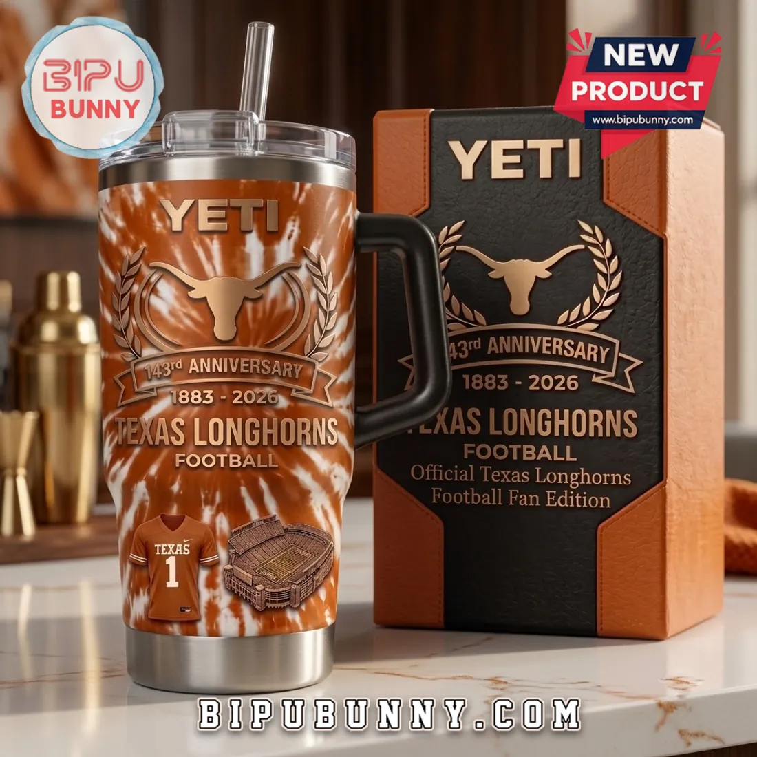 Texas Longhorns 143rd Anniversary Tie-Dye Stanley Tumbler Texas Longhorns 143rd Anniversary Tie-Dye Stanley Tumbler