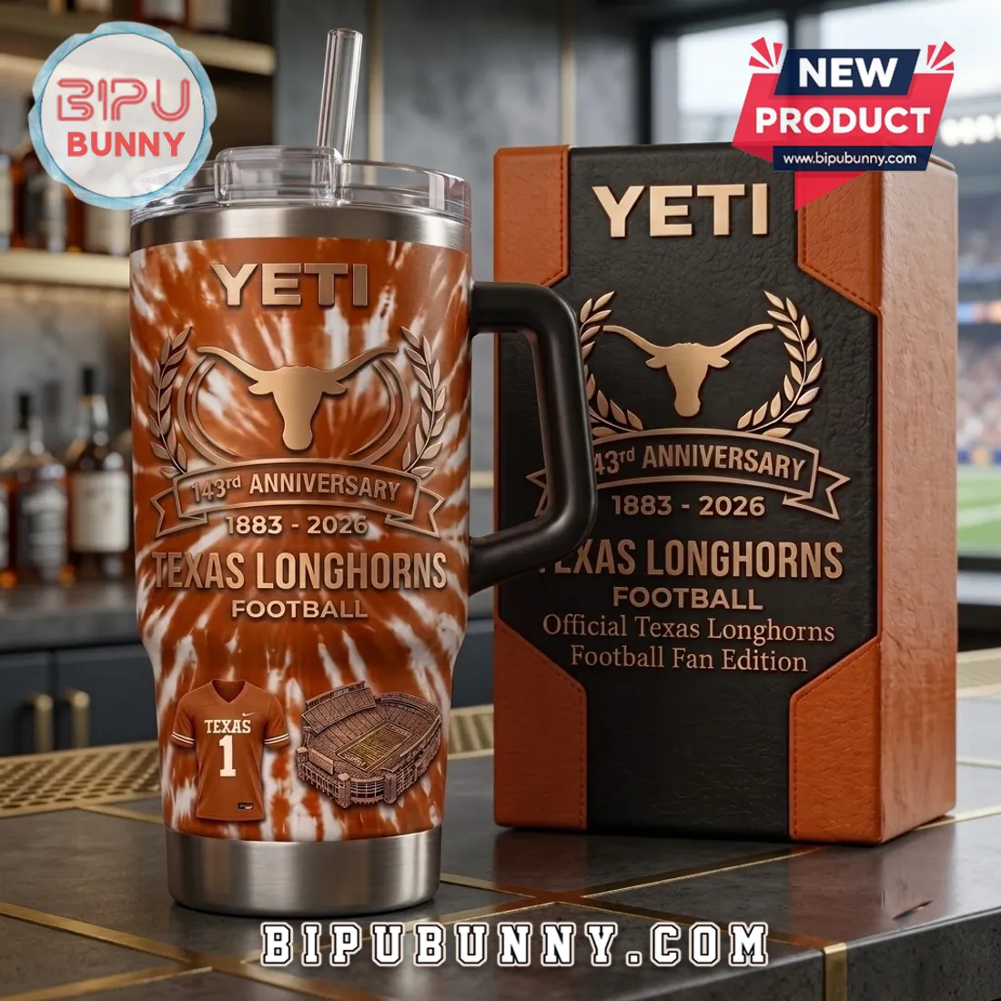 Texas Longhorns 143rd Anniversary Tie-Dye Stanley Tumbler Texas Longhorns 143rd Anniversary Tie-Dye Stanley Tumbler