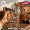Texas Longhorns 40oz Rhinestone Tumbler with Handle featuring team mascot, football, helmet, and Hook 'Em Horns decals.