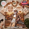 Texas Longhorns Austin TX Summer Hawaiian shirt featuring a bearded man, palm trees, and vintage aesthetic in brown tones.
