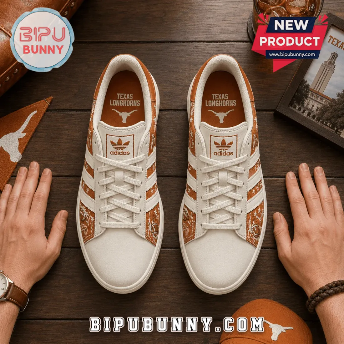 Texas Longhorns Burnt Orange Leather Sneakers Texas Longhorns Burnt Orange Leather Sneakers