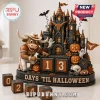 Texas Longhorns Sculpted Resin Halloween Countdown Calendar featuring a team mascot, a haunted castle, and date blocks.