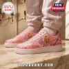 Thank You Dolly Parton Pink Air Force 1 Custom Sneakers featuring portraits, glitter swooshes, and Jolene text on white soles.