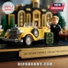 The Great Gatsby Art Deco Diorama Building Set featuring a yellow vintage car, mansion background, and Gatsby minifigure.