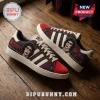 Tim Curry Rocky Horror Memorial Edition Casual Shoes featuring Dr. Frank-N-Furter portraits and rose patterns on red suede.