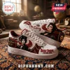 Tim Curry Rocky Horror Picture Show Custom AF1 Sneakers featuring Dr. Frank-N-Furter portraits and red theatrical curtains.