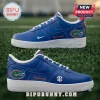 University of Florida Gators Blue Custom Air Force 1 Sneakers featuring team logos, white laces, and rubber outsoles.