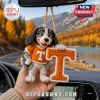 University of Tennessee Mascot Crochet Car Ornament featuring a plush dog wearing an orange jersey with a white T logo.