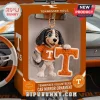 University of Tennessee Mascot Crochet Car Ornament wearing an orange jersey with a large orange T logo in retail box.