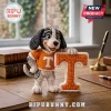 University of Tennessee Mascot Crochet Car Ornament featuring a crocheted dog in an orange team jersey with a T logo.