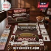 Washington Commanders Monopoly Board Game set featuring burgundy and gold team-branded play money, cards, and metal tokens.