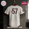 Washington Nationals Chocolate City African Heritage Baseball Jersey back view with white pinstripes and number 57.