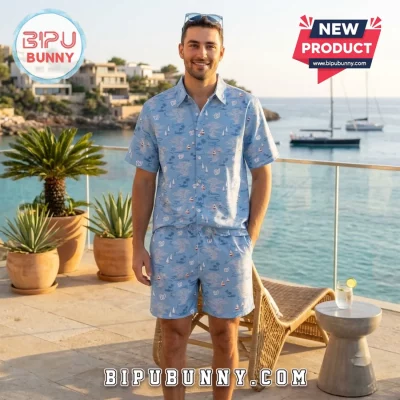 Washington Nationals Light Blue Hawaiian Shirt