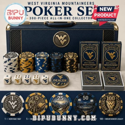 West Virginia Mountaineers Navy Blue 300-Piece Poker Set
