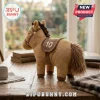 Wild Pony Cute Plush Pillow featuring a tan horse with a brown mane, saddle with number ten, and soft plush fabric finish.