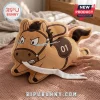 Wild Pony Cute Plush Pillow shaped like a brown cartoon horse with an angry expression, dark mane, and number 01 saddle.