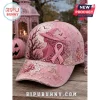 Witch Breast Cancer Awareness Pink Baseball Cap with witch silhouette, moon, tree, and embroidered breast cancer ribbon.