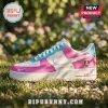 WNBA All Teams Barbie Edition Custom Air Force 1 Sneakers in pink, white, and teal displayed on a grass lawn background.