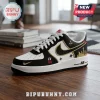 WNBA Skyline Edition Custom Nike Air Force 1 sneakers featuring Las Vegas Aces branding, black and white panels, and gold.
