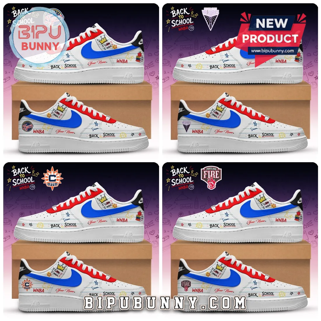 WNBA Team Back to School Custom Nike Air Force 1 Sneakers WNBA Team Back to School Custom Nike Air Force 1 Sneakers
