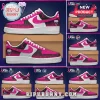 WNBA Team Breast Cancer Awareness Pink Nike Air Force 1 Sneakers featuring gradient pink, black, and white team graphics.