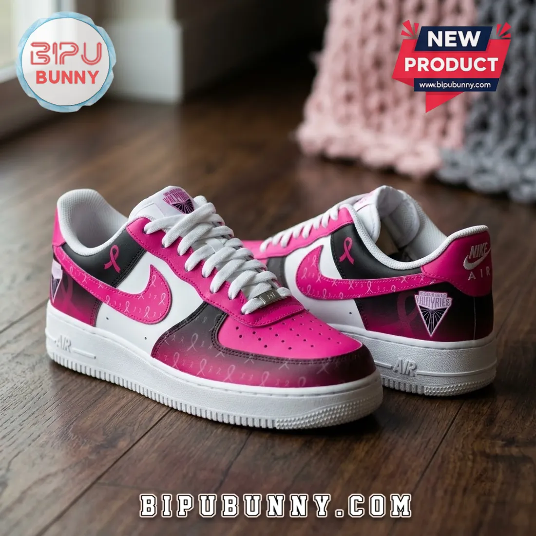 WNBA Team Breast Cancer Awareness Pink Nike Air Force 1 Sneakers WNBA Team Breast Cancer Awareness Pink Nike Air Force 1 Sneakers