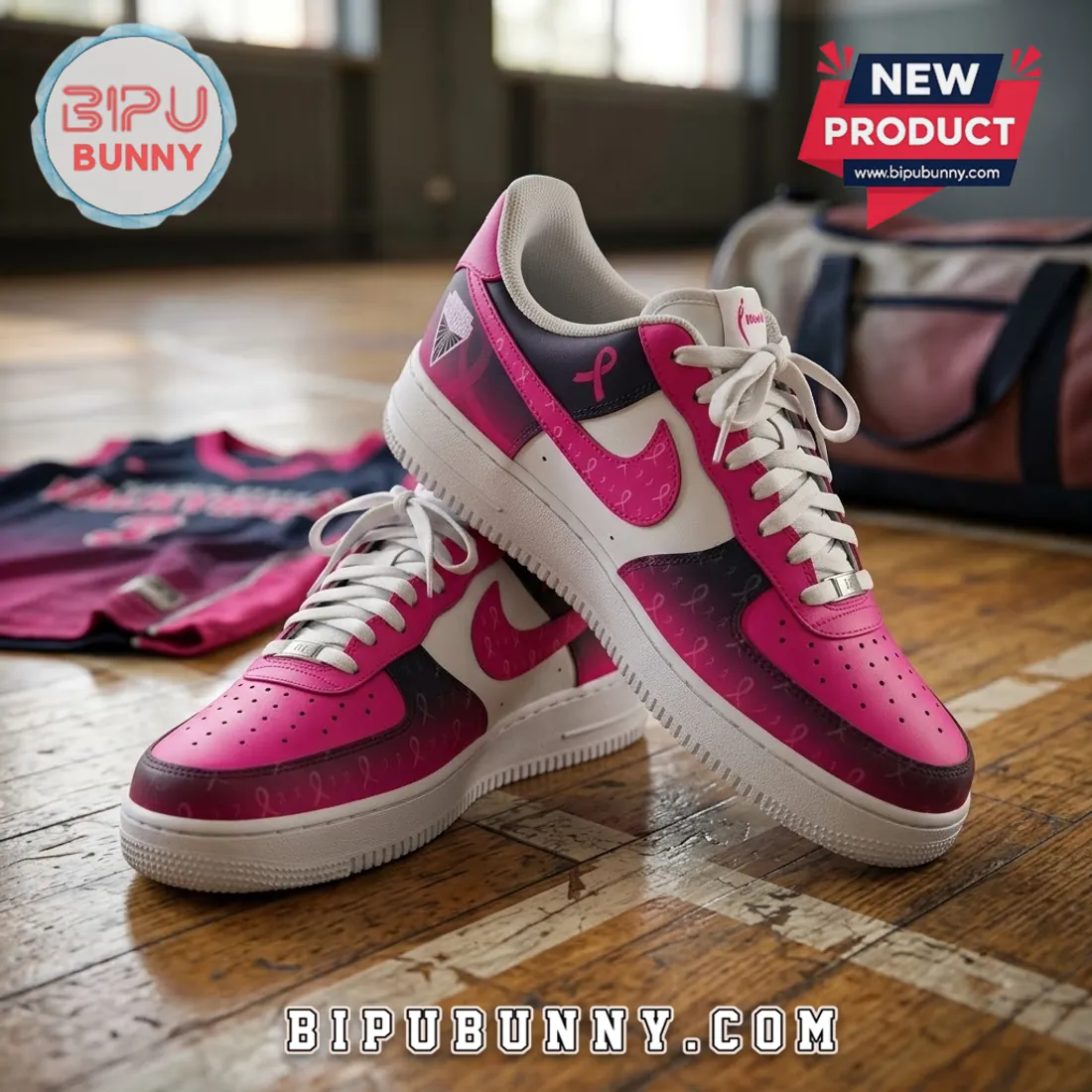 WNBA Team Breast Cancer Awareness Pink Nike Air Force 1 Sneakers WNBA Team Breast Cancer Awareness Pink Nike Air Force 1 Sneakers