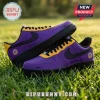 WNBA Teams All-Star Back 2 Black Nike Air Force 1 sneakers in purple and yellow with black accents on outdoor grass.